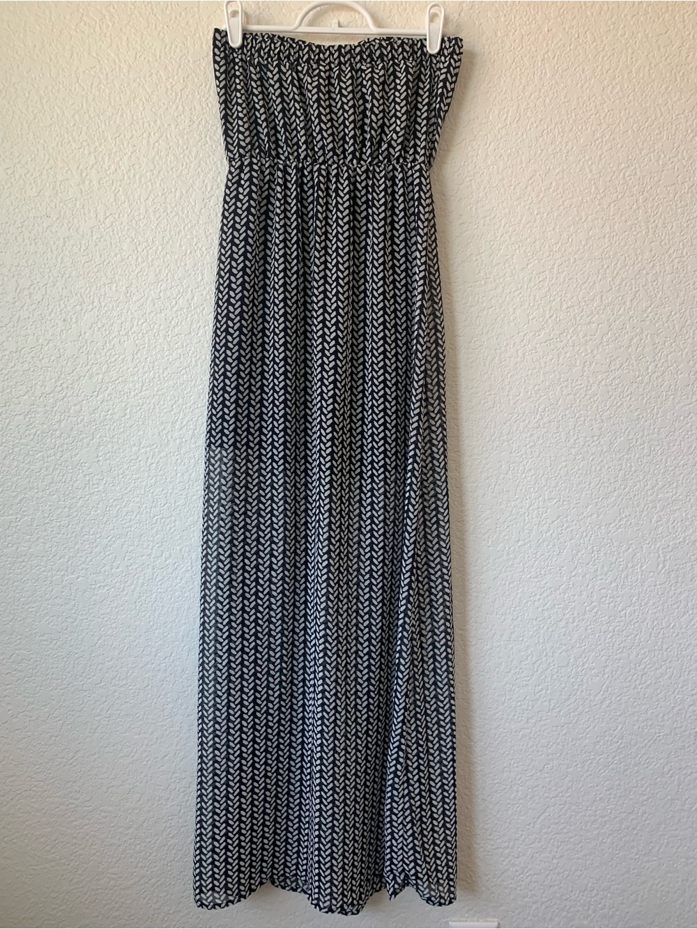Divided Black and White Strapless Printed Maxi Dress